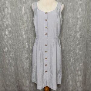 Tahari Arthur Levine Seersucker Button Front Sleeveless Dress